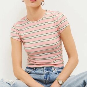 Pink/Green/White Striped Baby Tee